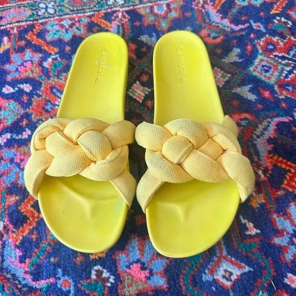 ROTHY'S Bubble Slide Slip-On Sandals Women’s Size 12.5 Canary Yellow Retired - Picture 13 of 14